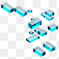 Blue squares png digital geometric, transparent background