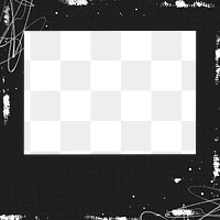 Black textured png frame, transparent background