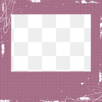 Pink grid png frame, transparent background