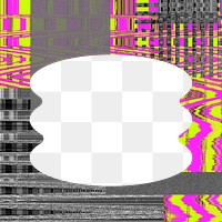 VHS glitch png abstract frame, distortion effect, transparent background