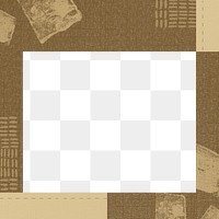 Brown frame png, fabric textured design, transparent background