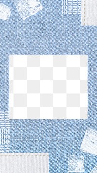 Blue frame png, fabric textured design, transparent background