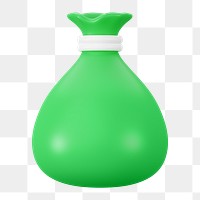 PNG 3D green money bag, element illustration, transparent background