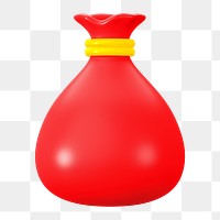 PNG 3D red money bag, element illustration, transparent background