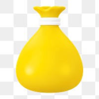 PNG 3D yellow money bag, element illustration, transparent background