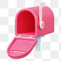 Pink mailbox png 3D element, transparent background