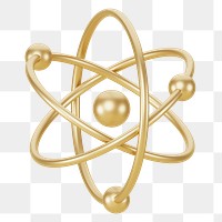 PNG 3D gold atom, element illustration, transparent background