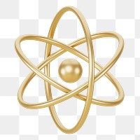 PNG 3D gold atom, element illustration, transparent background