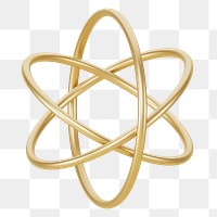 PNG 3D gold atom, element illustration, transparent background