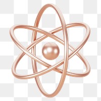 PNG 3D metallic atom, element illustration, transparent background