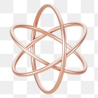 PNG 3D metallic atom, element illustration, transparent background