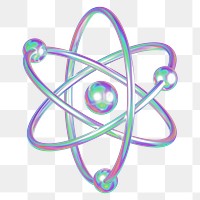 PNG 3D holographic atom, element illustration, transparent background