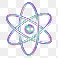 PNG 3D holographic atom, element illustration, transparent background