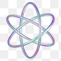 PNG 3D holographic atom, element illustration, transparent background