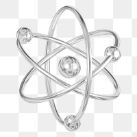 PNG 3D silver atom, element illustration, transparent background