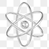 PNG 3D silver atom, element illustration, transparent background