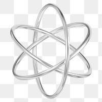 PNG 3D silver atom, element illustration, transparent background