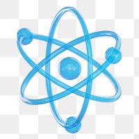 PNG 3D blue atom, element illustration, transparent background