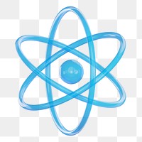 PNG 3D blue atom, element illustration, transparent background