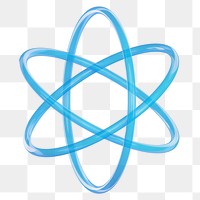 PNG 3D blue atom, element illustration, transparent background