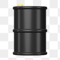 PNG 3D black oil barrel, element illustration, transparent background