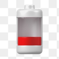 PNG 3D low battery icon, element illustration, transparent background