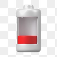 PNG 3D low battery icon, element illustration, transparent background