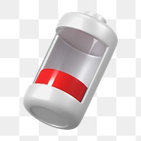 PNG 3D low battery icon, element illustration, transparent background