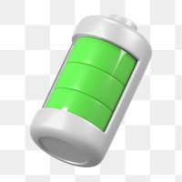 PNG 3D green battery icon, element illustration, transparent background