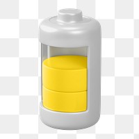 PNG 3D yellow battery icon, element illustration, transparent background