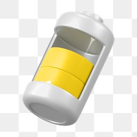 PNG 3D yellow battery icon, element illustration, transparent background