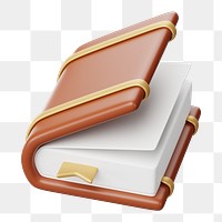 Brown  book png 3D education element, transparent background