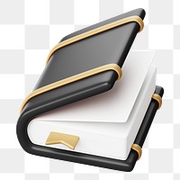 Black book png 3D education element, transparent background