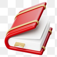 Red book png 3D education element, transparent background