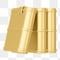 Gold  stacked books png 3D education element, transparent background