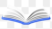 Blue open book png 3D education element, transparent background