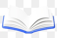 Blue open book png 3D education element, transparent background