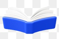 Blue open book png 3D education element, transparent background