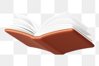 Brown open book png 3D education element, transparent background