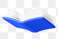 Blue open book png 3D education element, transparent background