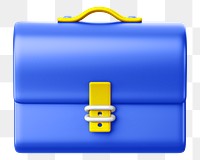 Blue business briefcase png 3D element, transparent background