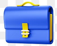 Blue business briefcase png 3D element, transparent background