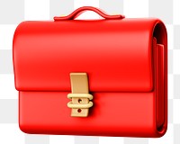 Red business briefcase png 3D element, transparent background