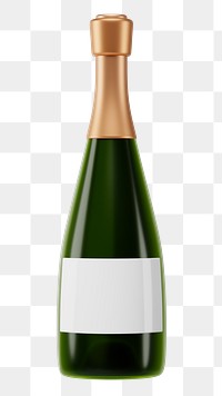 PNG 3D champagne bottle, element illustration, transparent background