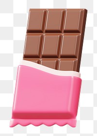 Chocolate bar png food, 3D illustration, transparent background