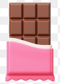 Chocolate bar png food, 3D illustration, transparent background