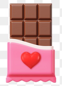 Chocolate bar png food, 3D illustration, transparent background