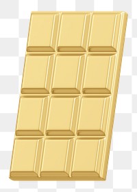 Gold chocolate bar png food, 3D illustration, transparent background