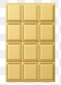 Gold chocolate bar png food, 3D illustration, transparent background