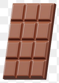 Chocolate bar png food, 3D illustration, transparent background